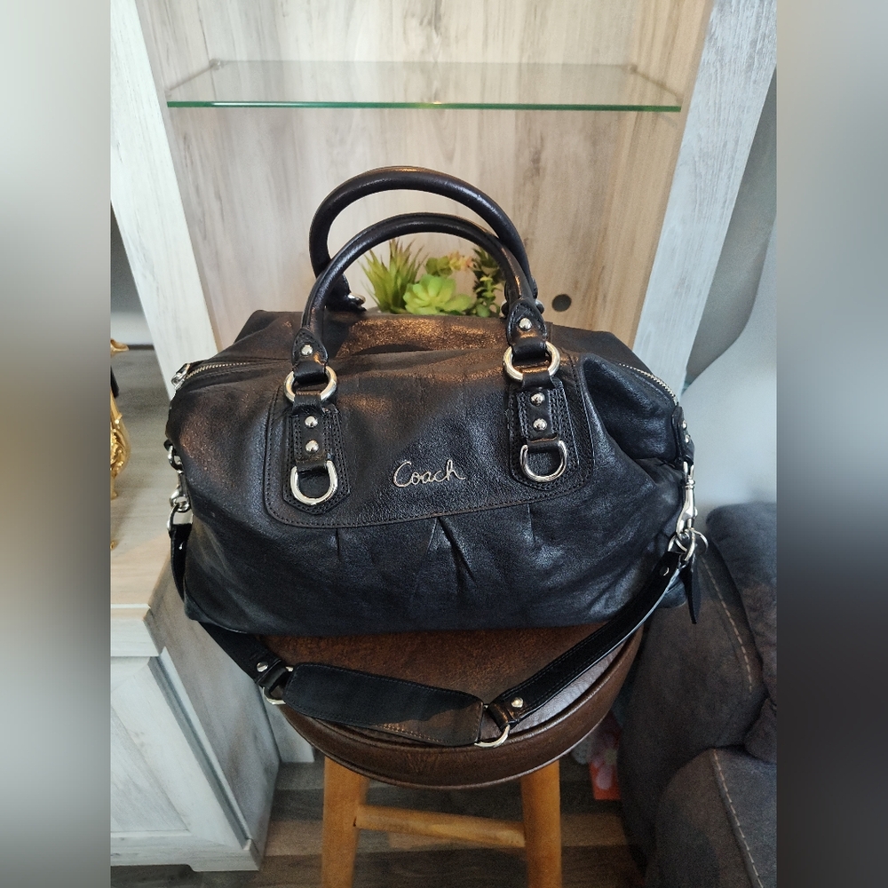 Coach Black Leather Satchel - F15447